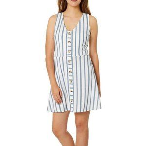 Fit and Flare Sleeveless Button Down Stripe Dress